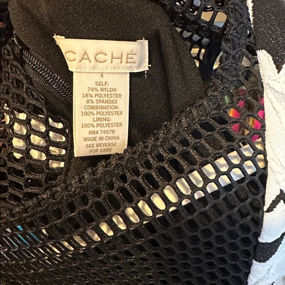 Cache black/white floral sleeveless back zipper closure dress size 4 - Picture 2 of 3